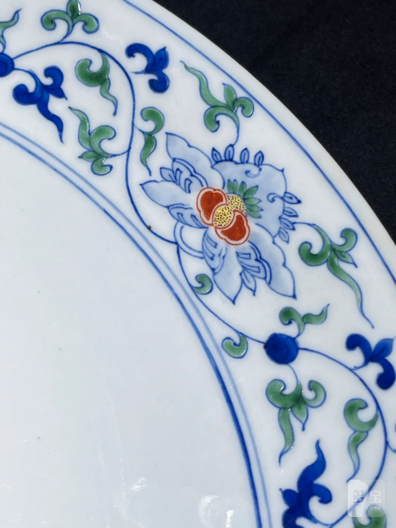 50年代 斗彩“政”字款花卉纹盘 - 图5